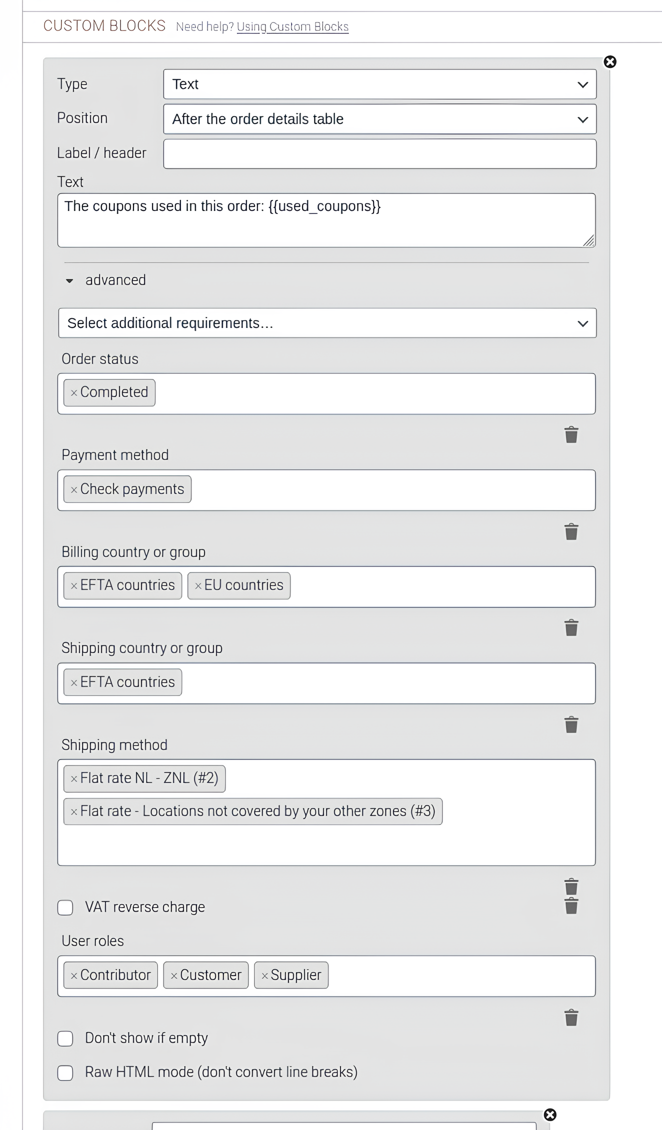 An image showing all conditional logic to add.