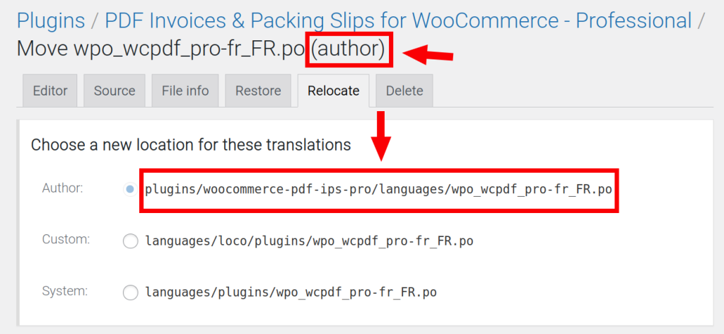 An image of the translation file path