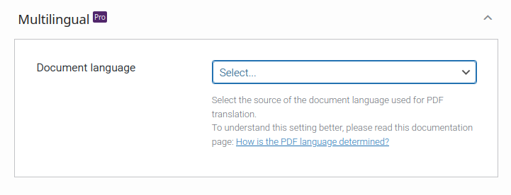 An image of the document language setting