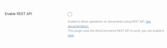An image showing rest api settings
