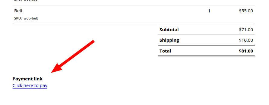 An image of the payment url on the pdf