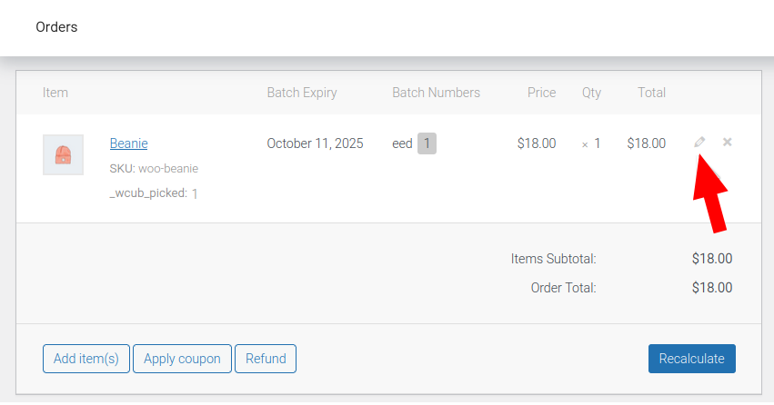 An image of the order backend