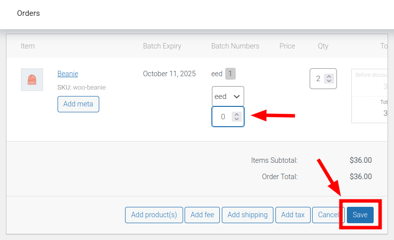 An image of the order backend