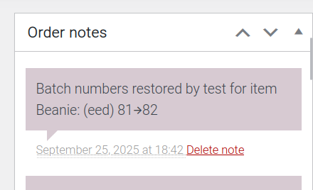 An image of the order notes