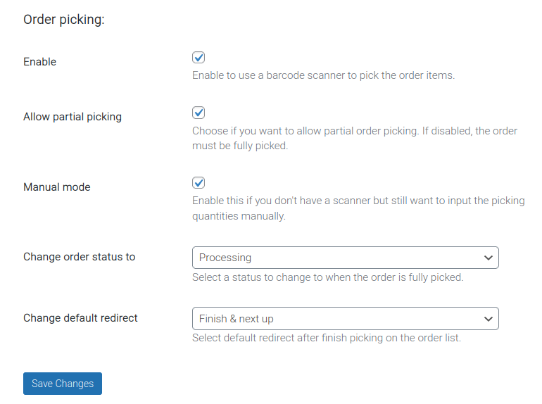 An image showing the order picker setting