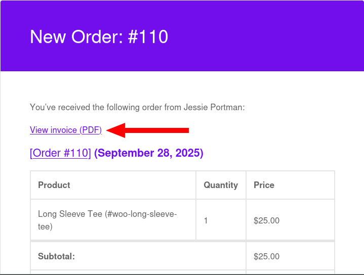 An image of a WooCommerce email